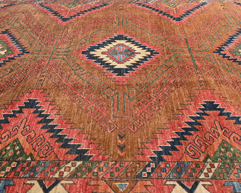 6x8 Brown Ersari Afghan Hand Knotted Veg Dye Wool Area Rug